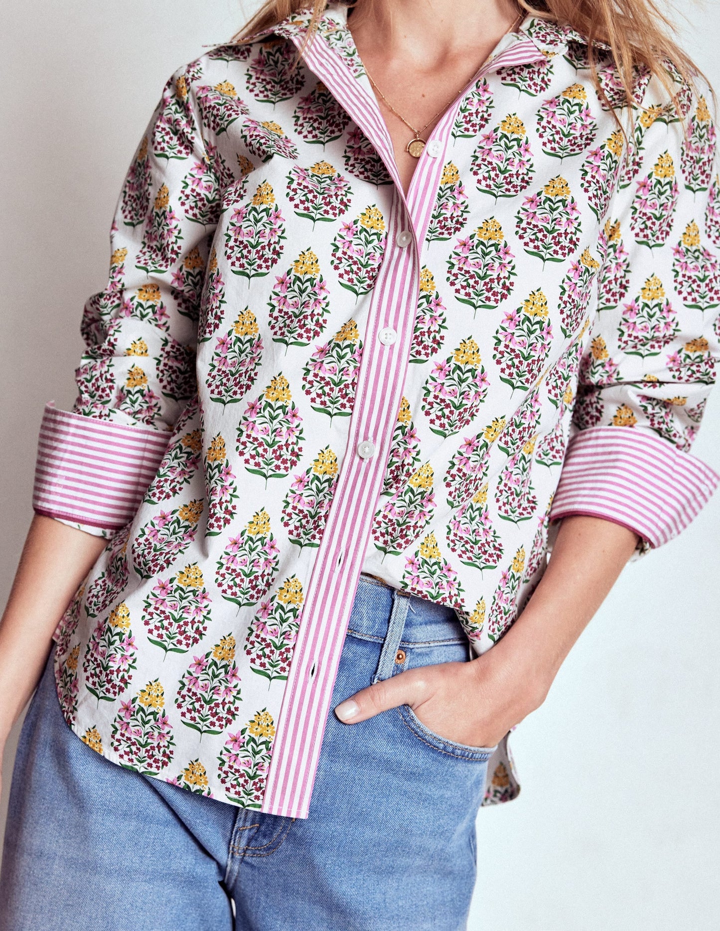 Sienna Cotton Shirt-Multi, Wildflower Bouquet