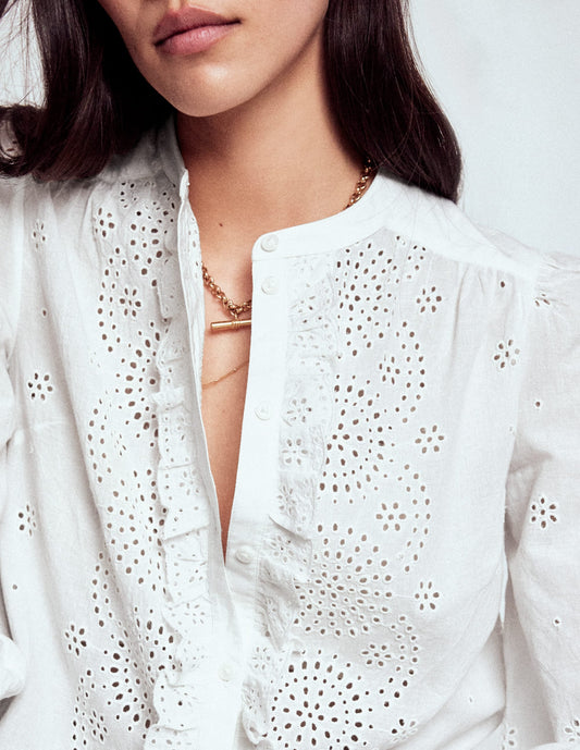 Alice Broderie Top-White