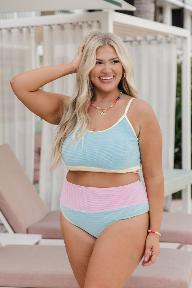 Do Not Disturb Blue Color Block Bikini Bottoms FINAL SALE