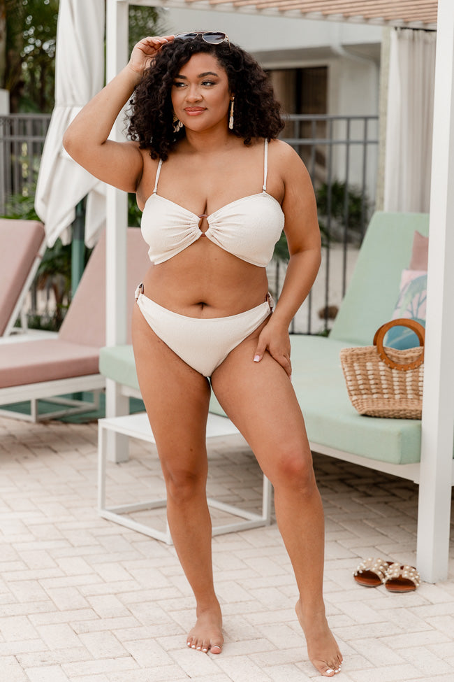 Salt And Stone Oatmeal Textured O-Ring Low Waisted Bikini Bottoms FINAL SALE