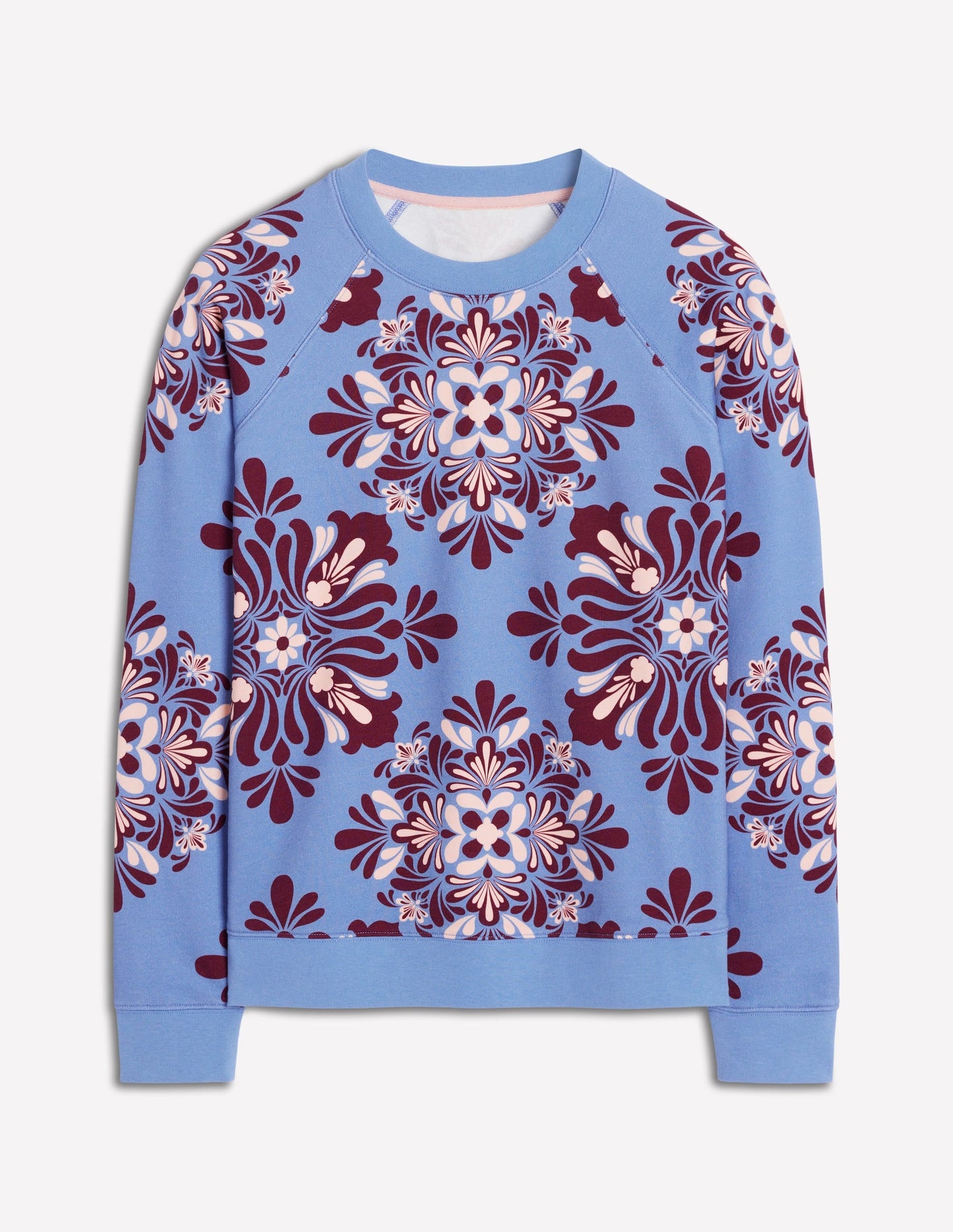 Rosa Printed Sweatshirt-Soft Blue, Bloom Mosaic