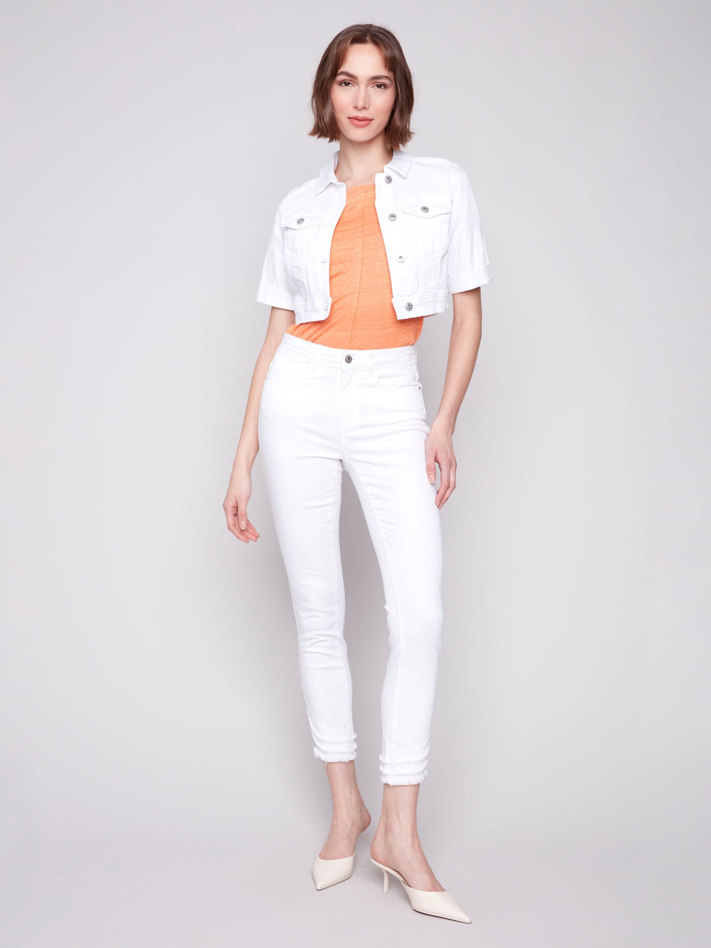 Cropped Denim Jacket - White