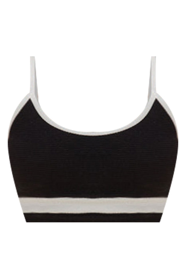 Do Not Disturb Black and White Color Block Bikini Top FINAL SALE